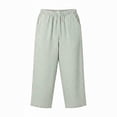 thumbnail image 5 of Jewelreauty Women's Striped Shorts Cotton Linen Straight Leg Elastic High Waist Casual Long Shorts Beach Summer (XL, Green), 5 of 7