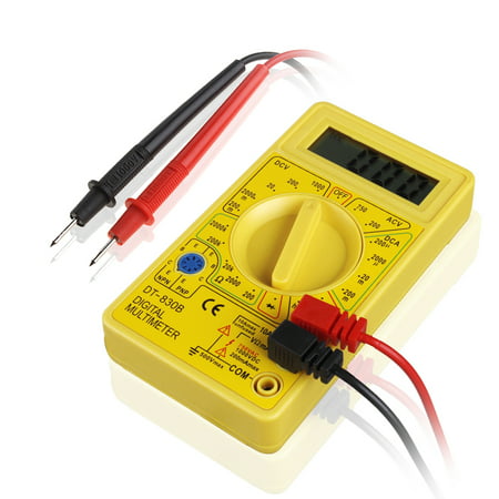 Digital Multimeter Voltmeter Ammeter Ohmmeter Multi Tester Handheld Tool with LCD Display and Test Leads for Household Automotive Electrical Components in Yellow