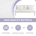 thumbnail image 4 of Giantex Modern Convertible Futon Sofa Bed, Faux Leather Upholstered Futon Sofa Sleeper w/Metal Leg, Removable Armrests, 2 Cup Holders, Backrest Adjustable, Folding Futon Sofa Bed for Apartment(White), 4 of 7