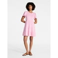 thumbnail image 5 of Time and Tru Women's and Women’s Plus Cotton Swing Dress with Short Sleeves, Sizes XS-4X, 5 of 6
