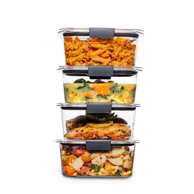 Recipientes Herméticos Para Almacenamiento De Alimentos Con Tapas Rubbermaid Brilliance Sin Bpa, Juego De 4 (4,7 Tazas), Ideales Para Preparar El Almuerzo Y Las Sobras Rubbermaid NA