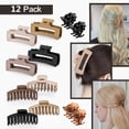 thumbnail image 2 of 12 Packs Large Hair Claw Clips for women, 4.3 Inch Large Hair Claw Clips Set, Frosted Hair Clips, Flower Hair Clips French Design Hair Styling for Women Girls, 2 of 8