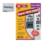 Exclusive Package! Pack of 5 Freez-A-Frame Magnetic Photo Pocket 4 x 6 + Photo4less Cleaning Cloth!