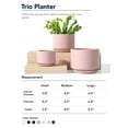 thumbnail image 6 of BEMAY Ceramic Planters, Set of 3 (4.3", 5.3", 6.8") Pink Flower Pots with Drainage Hole and Saucer Plant Pots for Home and Office Decor, 6 of 10