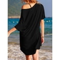 thumbnail image 5 of SWQZVT Womens Sleep Shirts V Neck Nightgown Oversized T Shirt Nightshirt Short Sleeve Cotton Sleepwear Lounge Dress, 5 of 8