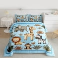 thumbnail image 2 of Homewish Giraffe Zebra Lion Elephant 3 Pieces Queen Comforter Set For Kids,Jungle Animal Ultra Soft Bedding Sets,Kawaii Wildlife Bedding Comforter Set,Breathable Home Decor,Reversible, 2 of 8