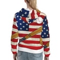thumbnail image 7 of Lsque American Flag And Baseball Pattern Casual Women's Hoodie,Hooded Sweatshirt with Kangaroo Pocket,Pullover Hoodie with Eye-catching Drawstrings-Small, 7 of 7