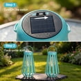 thumbnail image 2 of The Growing Ground 2-Pack Solar LED Hanging Lanterns, Geometric Outdoor Lantern Decor for Patio, Garden or Yard, Teal, 2 of 9