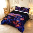 thumbnail image 2 of Homewish 3D Cartoon Mushrooms Print Full Size Comforter Sets,Dreamy Butterfly Bedding Comforter Set,Purple Blue,Black Reversible,3-Piece,1 Comforter and 2 Pillowcases, 2 of 7
