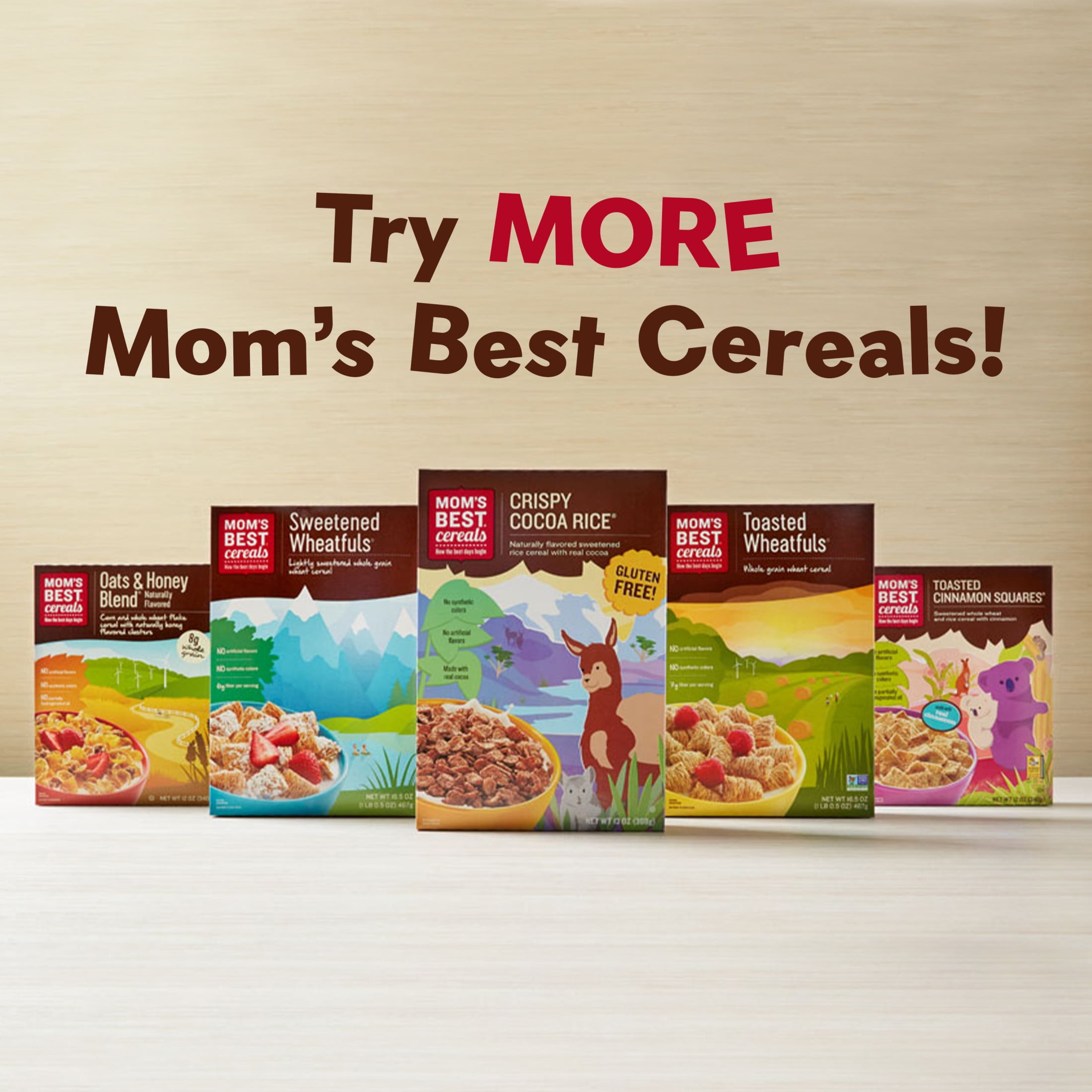 Mom's Best Honey Grahams Breakfast Cereal, Crunchy Whole Grain Cereal, 17.5 oz Family Size Box
