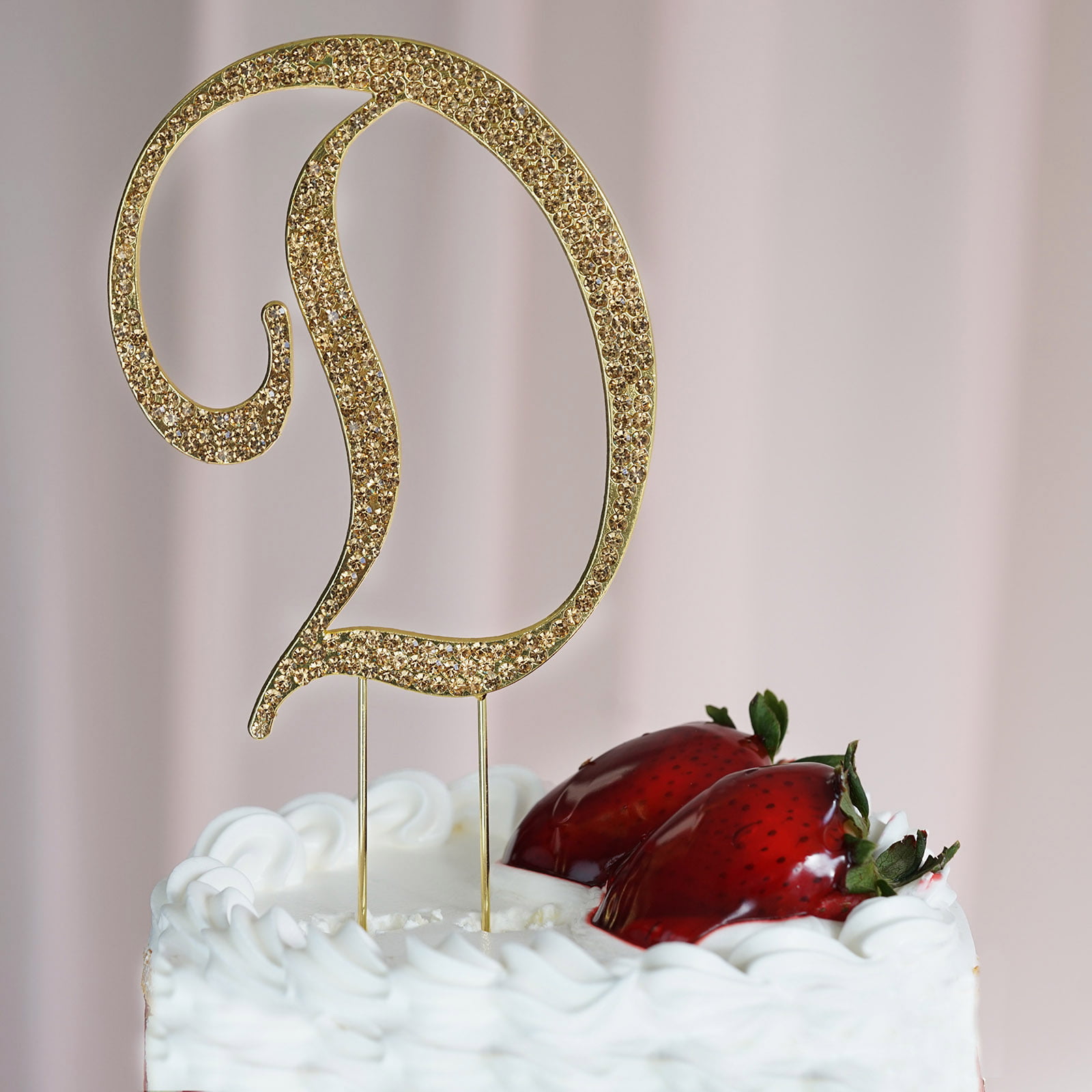 Gold Rhinestone Monogram Letter and Number Cake Toppers 4.5 in 2023