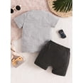 thumbnail image 3 of Bagilaanoe 2pcs Toddler Baby Boy Shorts Set Short Sleeve Letter Print T Shirt Tops + Shorts 6M 12M 18M 24M 3T 4T Kids Casual Summer Clothes, 3 of 7