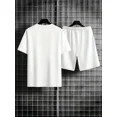 thumbnail image 4 of Conjunto de pantalones cortos de manga corta informales de verano para hombre, conjunto de camiseta y pantalones cortos con estampado de muñeco de conejo de dibujos animados y amuleto de la suerte, co, 4 of 4