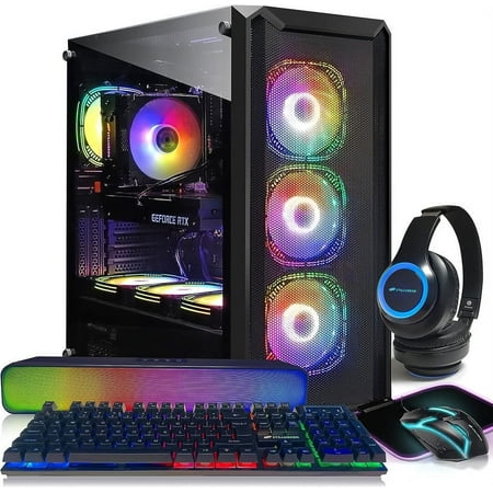 STGAubron Gaming Desktop PC,Intel Core i9-11900F up to 5.2G,GeForce RTX 3070 8G GDDR6,32G DDR4,2T SSD,WiFi,BT 5.0,RGB Fan x 7,RGB Keyboard&Mouse&Mouse Pad,RGB BT Sound Bar,RGB BT Gaming Mic,W11H64