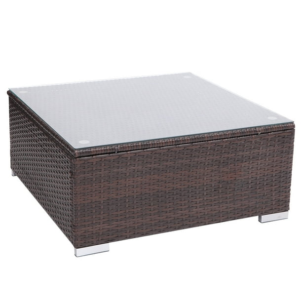 Tkoofn Outdoor Coffee Table Wicker Patio Furniture Conversation Set Lawn Garden Tea Rattan Tables With Glass Top Com - Rattan Coffee Table Outdoor Tkoofn Outdoor Coffee Table Wicker Patio Furniture Conversation Set Lawn Garden Tea Rattan Tables With Glass Top Com - Rattan Coffee Table Outdoor
