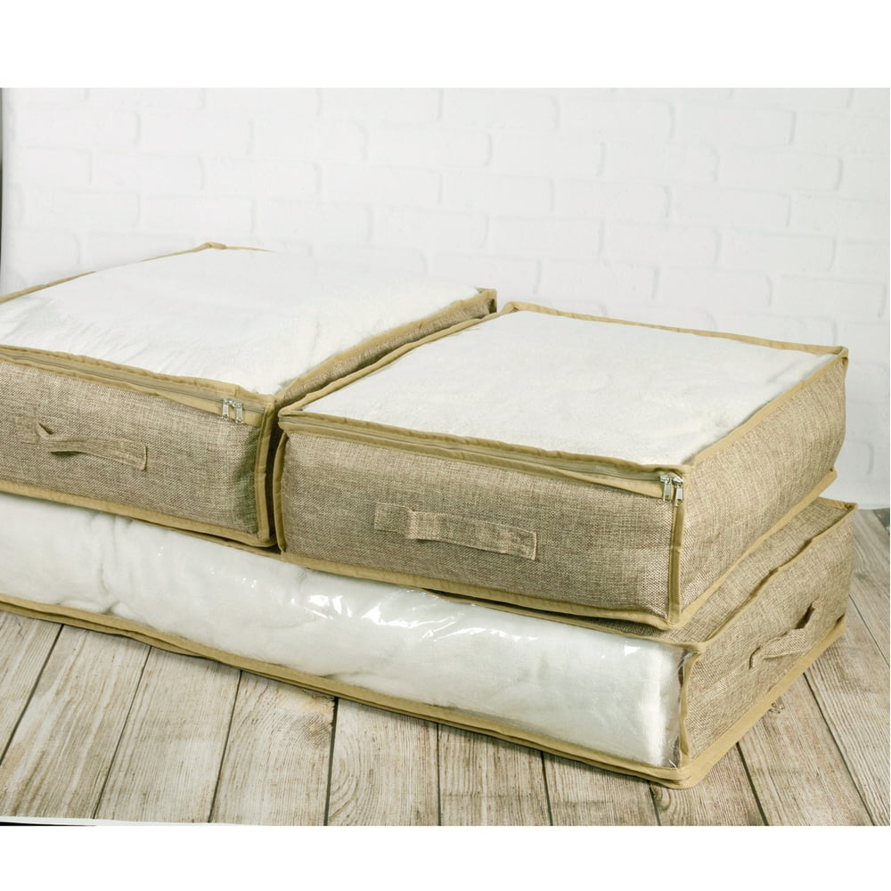 SET OF 3 Storage Bags Under the Bed for Linens Blankets and Towels