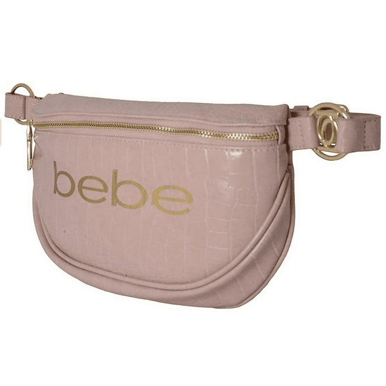 Bebe NEW Josephine Croco Convertible Sling Belt Fanny Pack Sling Bag Purse Dusty Pink