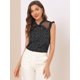 thumbnail image 3 of Blusa Allegra K Trabajo Lazo Transparente Malla Sin Mangas Volantes Vintage Estampado Corazones Negro S, 3 of 6
