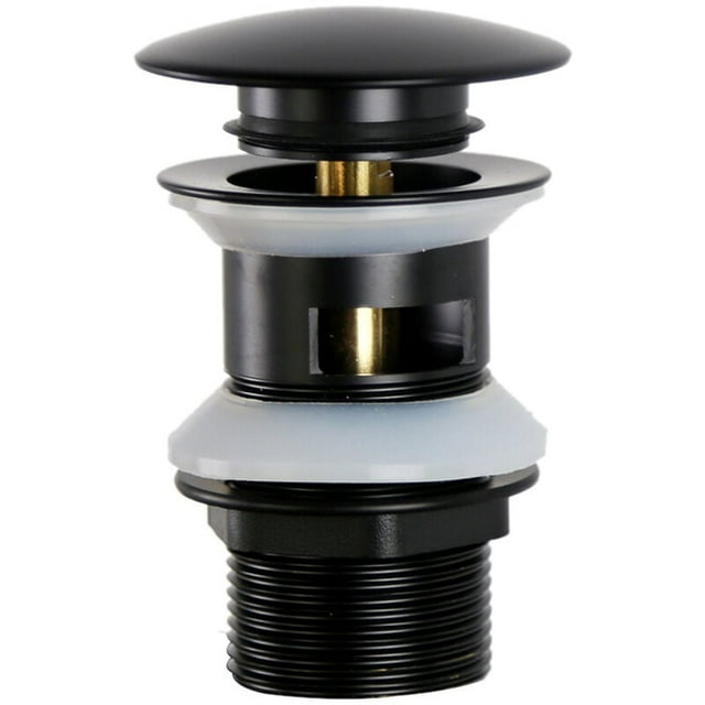 Universal G1 1/4" Brass Pop up Sink Drain Waste for Sink with Overflow Overflow, Click-Clack System, Tool-Free Installation, Matte Black