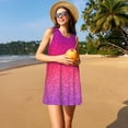 thumbnail image 3 of Balery Light Purple Glitter Vestidos de verano para mujer con estampado: vestido holgado sin mangas, vestido playero informal y cómodo para días calurosos., 3 of 7