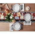 thumbnail image 3 of Table Runner Dresser Scarves 70 Inch Long, Chef with Food Knife Fork Red Pattern Linen Dining Table Runners Buffalo Plaid Frame Tabletop Scarf for Wedding Holiday Party Kitchen, 3 of 7