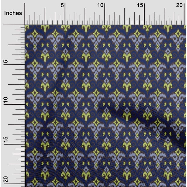oneOone Silk Tabby Fabric Swirl & Paisley Ikat Print Sewing Fabric BTY 42 Inch Wide