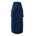 thumbnail image 7 of Women Casual And Trendy Solid Color Washed Denim Semi Elastic Waist Design Ribbon Work Skirt Alt Skirt Poodle Skirts for Women Skirt Overalls Spray Skirt Womens Skirts Long Skirt Pleated Sparkly Skirt, 7 of 7