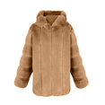 thumbnail image 4 of clear 50% off Usmixi Weekly Deals 2023 Faux Fur Coat for Women Womens Fluffy Fleece Overcoat Plus Size Casual Solid Fuzzy Plush Hooded Coat Long Sleeve Cozy Faux Furry Outwear Winter Faux Fur Coat, 4 of 5