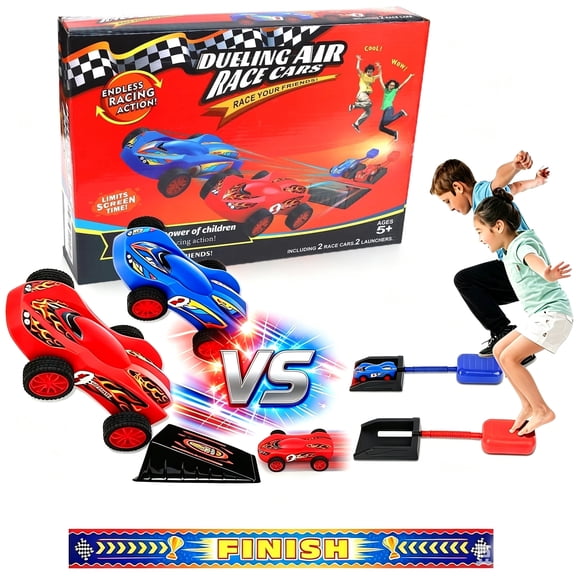 Birthday Gift for Boys,Car Toys for Kids Ages 8-12,Toys for Boys 8 to 11 Years,Air Powered Cars for Boys and Girls,2 Toy Car Launchers and Air Powered Cars with Ramp and Finish Line