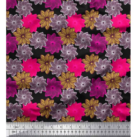 Soimoi Cotton Duck Fabric Flower Artistic Print Sewing Fabric Yard 42 Inch Wide