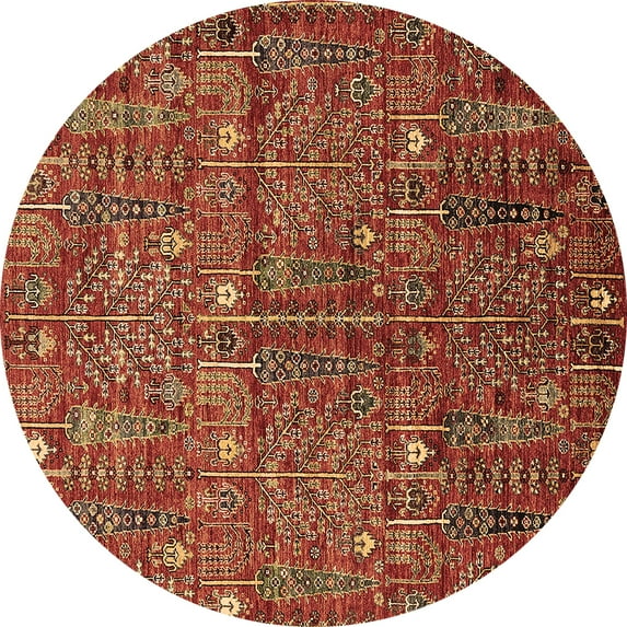 Ahgly Company Indoor Round Oriental Brown Industrial Area Rugs, 5' Round