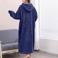 thumbnail image 5 of successthop Womens Fleece Nightgown with Hood Fuzzy Pajamas Pullover Warm Color Block Bathrobe with Pockets Blue, 5 of 6