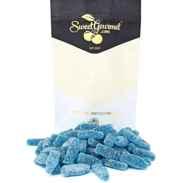 SweetGourmet Sour Blue Soda Bottles Blue Raspberry Bulk Candy 1 Pound
