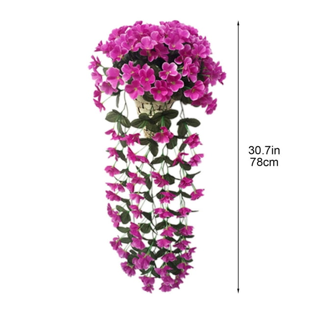 Fesfesfes Rattan Flower Basket with Artificial Roses,Hanging Planter Decor for Balcony Railings,Office Partitions Garden