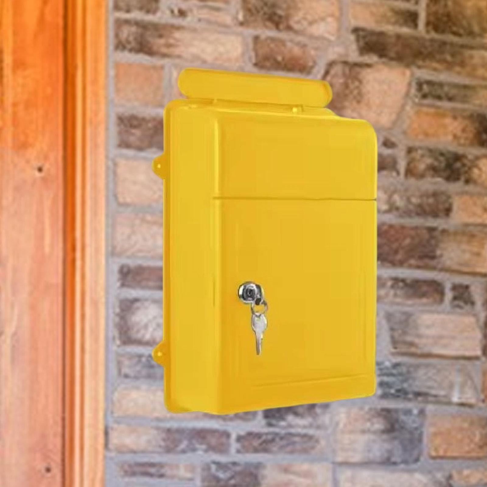Baoblaze Wall Mounted Mailbox Wide Opening Collection Box for Cards Newspapers School Yellow