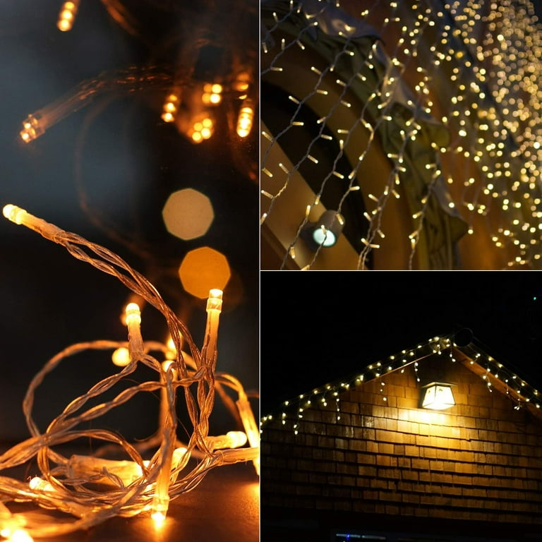 Christmas Lights, 13FT Extendable LED String Lights,Waterproof Outdoor  Fairy Lights Curtain Lights Icicle Lights for Christmas Garden Patio Party  Decoration 