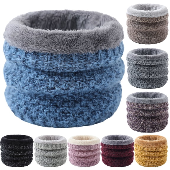 Gymayou Thick Knit Fleece Lined Neck Gaiter for Men Women Thermal Tube Neck Warmer Textured Knit Neck Cover Knitted Neck Scarf