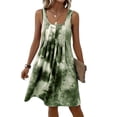 thumbnail image 2 of QUNYINEY Sleeveless Sundresses for Women Beach Casual Tie Dye A Line Midi Tank Dress Summer Casual Crew Neck Loose Fit Pleated Dresses, 2 of 6