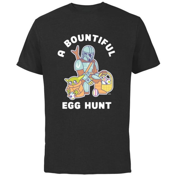 Star Wars The Mandalorian & Grogu Bountiful Easter Egg Hunt - Short Sleeve Cotton T-Shirt for Adults - Customized-Black