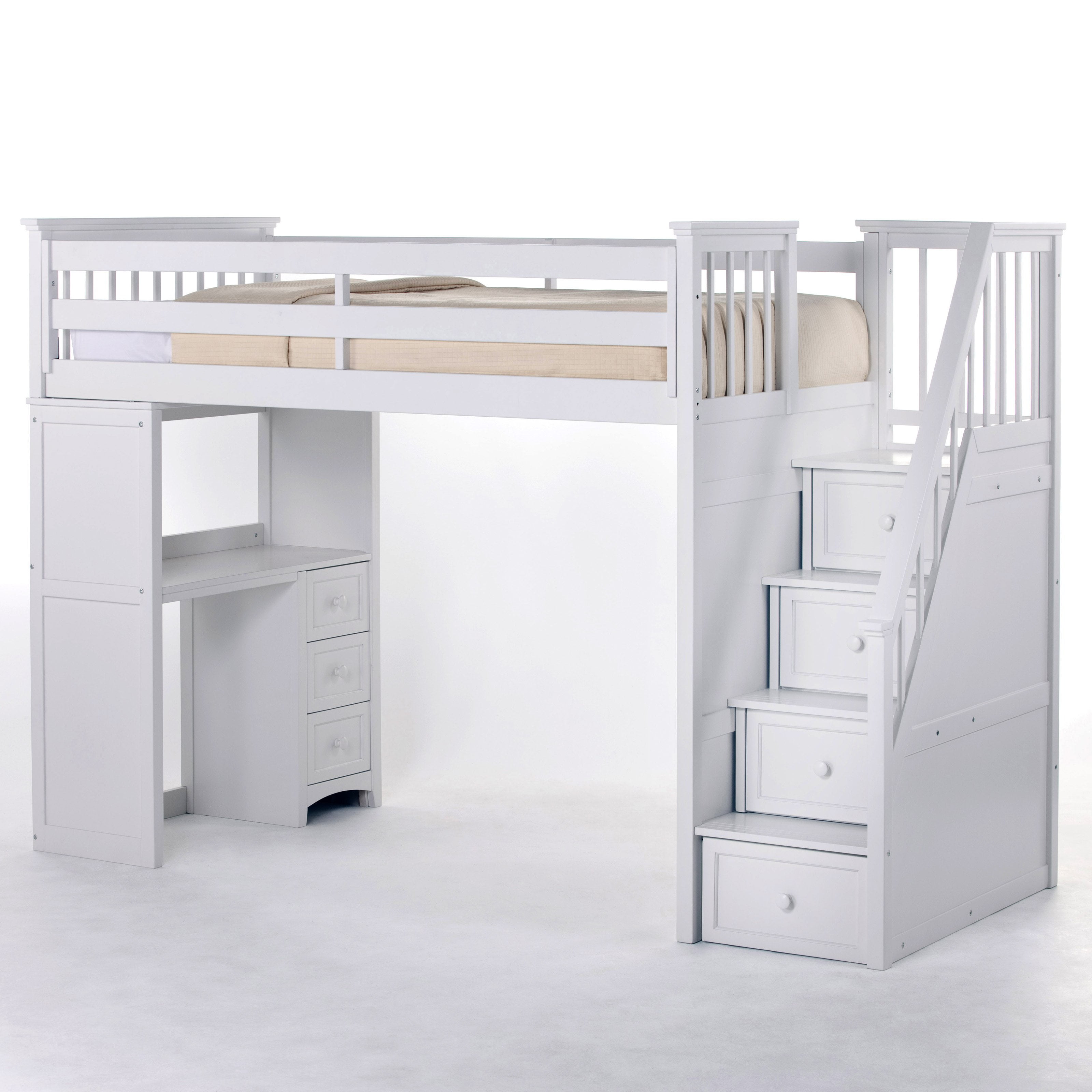 loft bed with stairs and desk