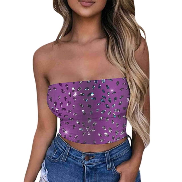 Tube Tops, Womens Printed Strapless Yoga Exercise Chest Wrap Pullover