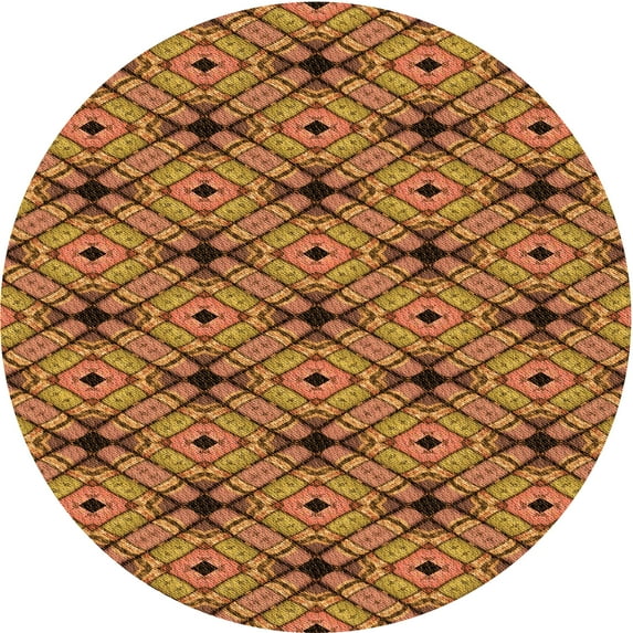 Ahgly Company Indoor Round Patterned Carrot Orange Area Rugs, 5' Round