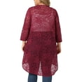 thumbnail image 4 of DARING DIVA Plus Size Lace Crochet Sheer Kimono Cover Up Cardigan 4X Burgundy, 4 of 6