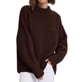 thumbnail image 2 of Suéter PRETTYGARDEN Marrón Oscuro Pequeño Cuello Redondo Tejido, 2 of 4