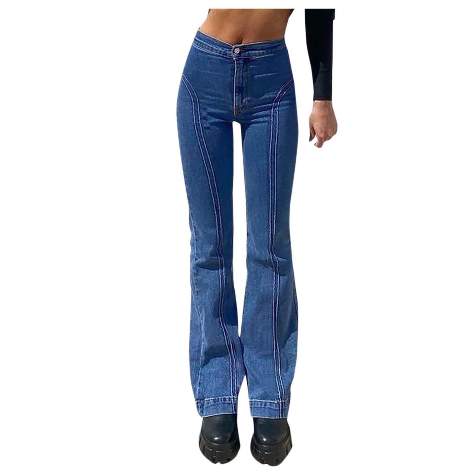 entiteit Verzadigen breedtegraad Straight-Leg Jeans Hot Sale Women'S Mid-Waist Retro Stitching Trousers  Hip-Iifting Slim Straight-Leg Jeans - Walmart.com