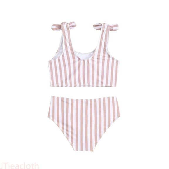 JTieacloth Swimwear for Girls Girls Two Piece Swimwear Fashion Stripe Print Summer Bikini Tankini Swimsuit For Teen Youth Kids,Pink,3-4 Years