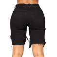 thumbnail image 4 of Women's Ripped Denim Shorts Destroyed Mid Rise Stretchy Bermuda Short Jeans Biker Shorts, 4 of 5