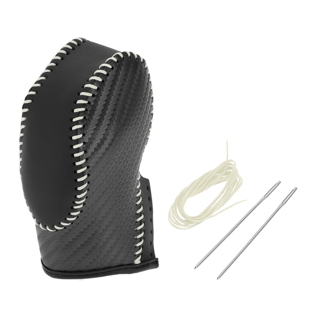 Cubierta de pomo de cambio de marchas Unique Bargains para Ford Focus, protector de mango de cambio antideslizante de cuero sintético, 1 pieza, fibra de carbono negra y beige