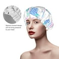 thumbnail image 3 of YFYANG Femmes Double Imperméable Shower Cap, Pastel Ananas Motif Cheveux Réutilisables Cap pour Tous les Styles de Cheveux et les Tailles de Tête, 3 of 6