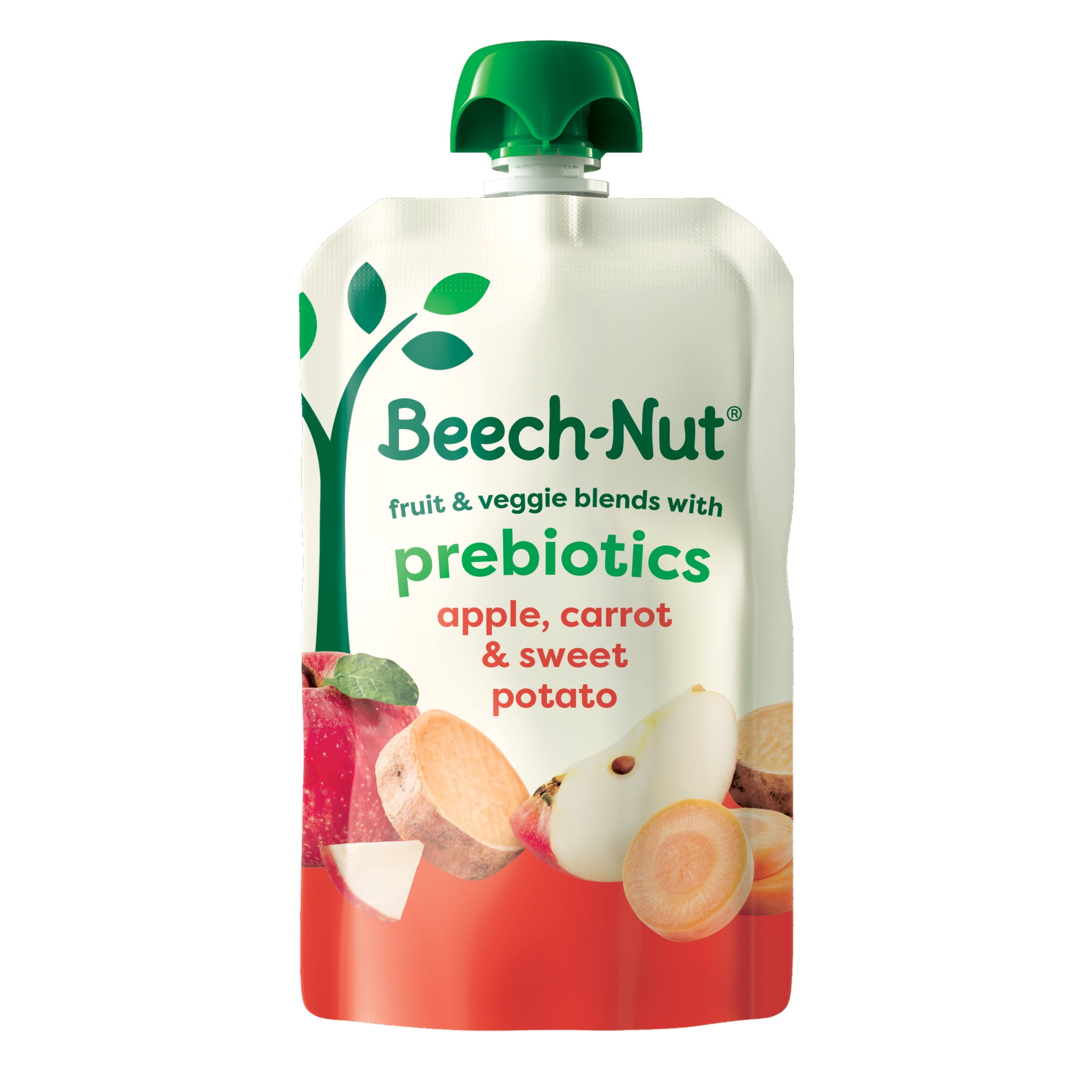 (3 pack) Beech-Nut Prebiotic Fiber Stage 4 Toddler Food, Carrot Apple & Sweet Potato, 3.5 oz Pouch